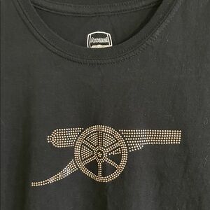 Arsenal Black T-Shirt with Gold Studded Design